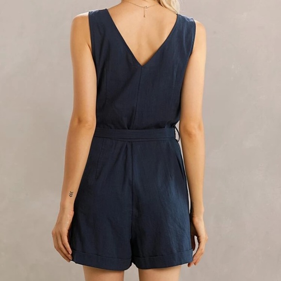 🆕LAST ONE!🛍 Dapper Days Romper in Navy Blue - Picture 3 of 5